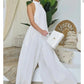 Halterneck wide leg jumpsuit in white