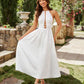 Halter pleated hollow out maxi in white