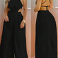Halter strap backless straight leg jumpsuit in black
