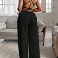 Halter strap backless straight leg jumpsuit in black