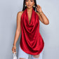 Halter straps tie back blouse in red