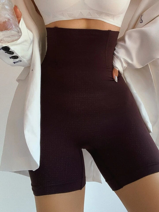 High waist shapewear shorts in brown