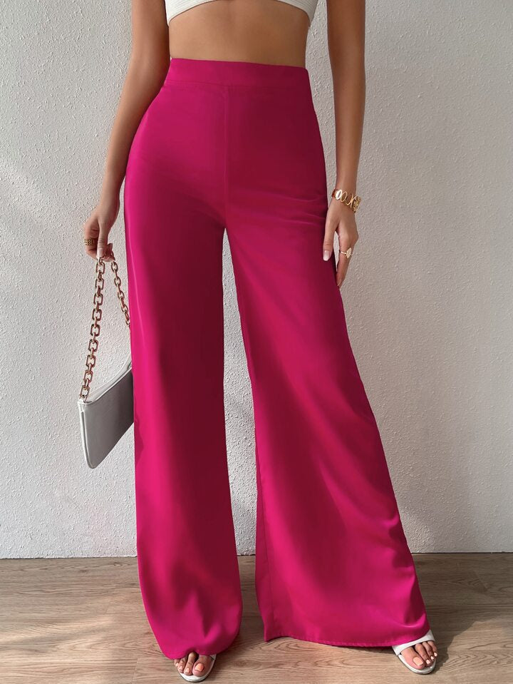 High waist wide leg trousers in pink