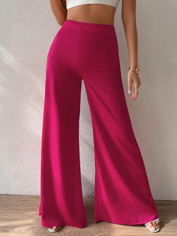 High waist wide leg trousers in pink