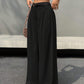 High waisted belted wide leg pants in black