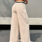 High waisted belted wide leg pants in nude