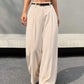 High waisted belted wide leg pants in nude