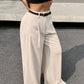 High waisted belted wide leg pants in nude