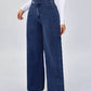 High waist loose wide leg jeans trousers in blue