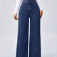 High waist loose wide leg jeans trousers in blue
