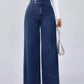 High waist loose wide leg jeans trousers in blue