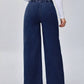 High waist loose wide leg jeans trousers in blue