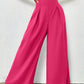 Ultra High Waist Plicated Detail Wide Leg Pants