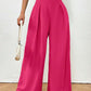 Ultra High Waist Plicated Detail Wide Leg Pants