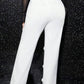 high waist ruffle trim pants