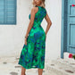 Hollow out sleeveless dress in green