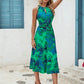 Hollow out sleeveless dress in green