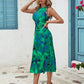 Hollow out sleeveless dress in green