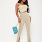 Sanya high waist split hem trousers in beige