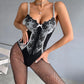Floral Embroidered lingerie bodysuit in black