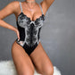 Floral Embroidered lingerie bodysuit in black