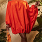 Off shoulder long sleeve elastic waist mini dress in orange