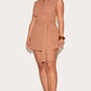 Linen look wrap front belted blazer in nude