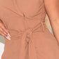 Linen look wrap front belted blazer in nude