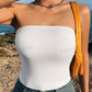 2pcs solid color strapless top in white & brown