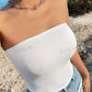 2pcs solid color strapless top in white & brown