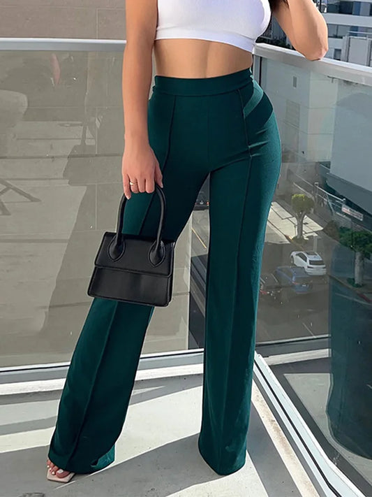 Slim bell bottoms trousers in green