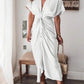 Button down belted shirt dress in white