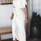 Button down belted shirt dress in white