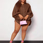 Plus lantern sleeve shirt in brown