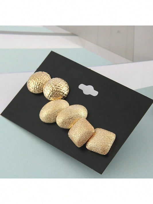 Irregular earring set with 3pcs earrings in gold