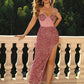 Joyfunear split thigh sequin cami dress in pink