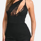 Lace asymmetric jumpsuit in black