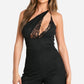 Lace asymmetric jumpsuit in black