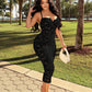 Lace corset bodycon dress in black