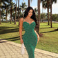 Lace corset bodycon dress in green