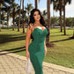 Lace corset bodycon dress in green