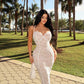 Lace corset bodycon dress in white
