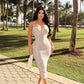 Lace corset bodycon dress in white
