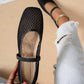 Lace mesh hollow flat shoe in balck