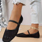 Lace mesh hollow flat shoe in balck
