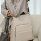 Large capacity shoulder bag in beige