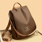 Large capacity shoulder bag in brown