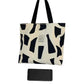 Letter graphic geometric pattern tote bag in black