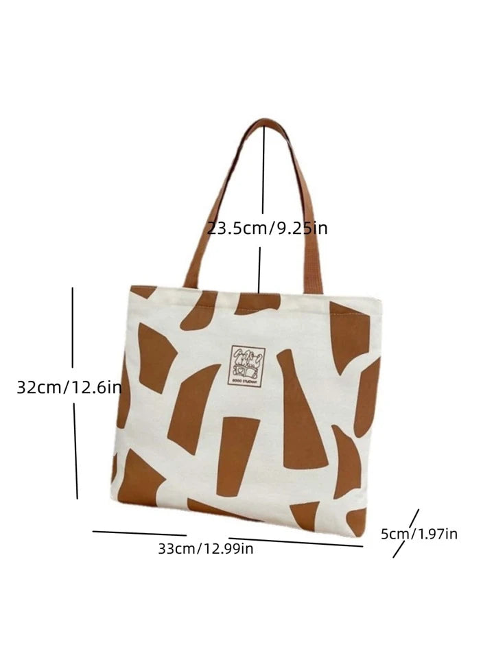Letter graphic geometric pattern tote bag in multi