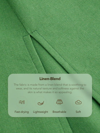 Linen-blend mid rise solid belted split maxi skirt in green